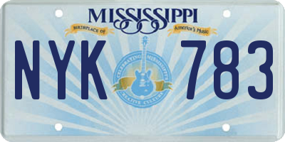 MS license plate NYK783