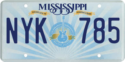 MS license plate NYK785