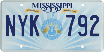 MS license plate NYK792