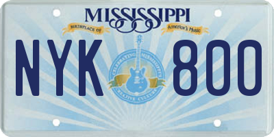 MS license plate NYK800
