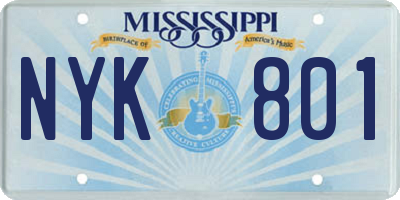 MS license plate NYK801