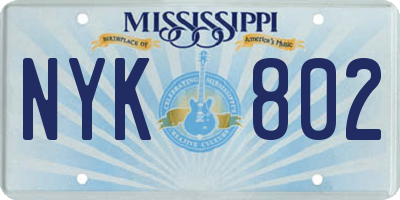 MS license plate NYK802