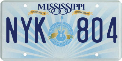 MS license plate NYK804