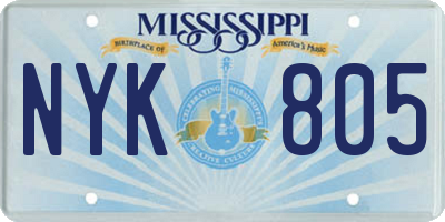 MS license plate NYK805