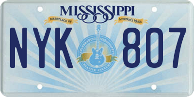 MS license plate NYK807