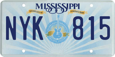 MS license plate NYK815