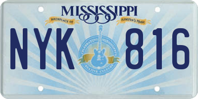 MS license plate NYK816