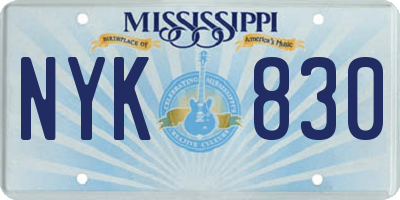 MS license plate NYK830