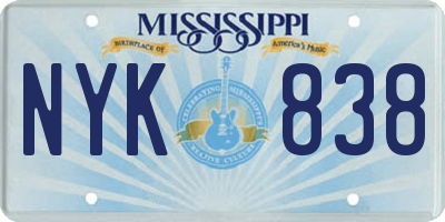MS license plate NYK838