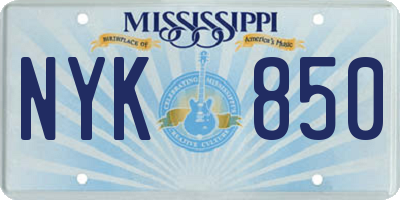 MS license plate NYK850