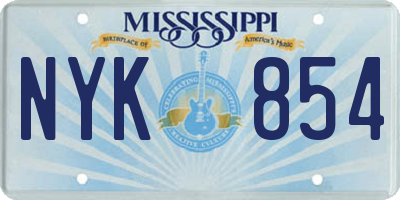MS license plate NYK854