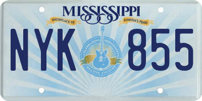 MS license plate NYK855