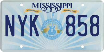 MS license plate NYK858