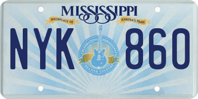 MS license plate NYK860