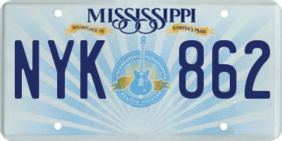 MS license plate NYK862