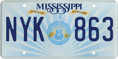 MS license plate NYK863