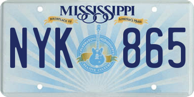 MS license plate NYK865