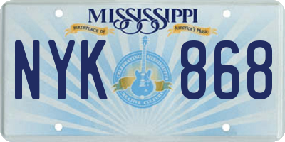 MS license plate NYK868