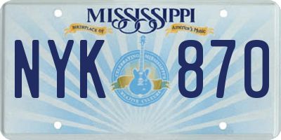 MS license plate NYK870