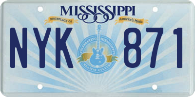 MS license plate NYK871