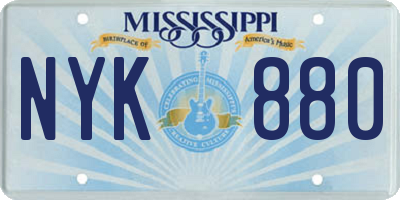 MS license plate NYK880