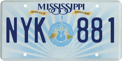 MS license plate NYK881