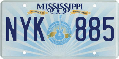 MS license plate NYK885