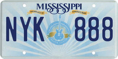 MS license plate NYK888