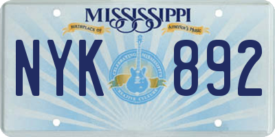 MS license plate NYK892