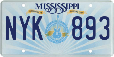 MS license plate NYK893