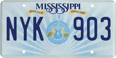 MS license plate NYK903