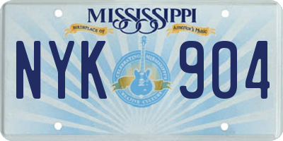 MS license plate NYK904