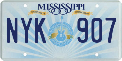 MS license plate NYK907