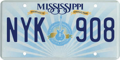 MS license plate NYK908