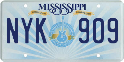 MS license plate NYK909