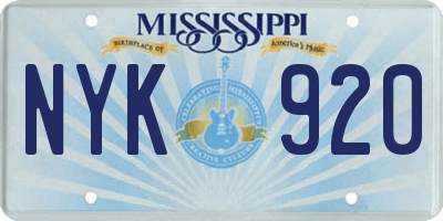 MS license plate NYK920