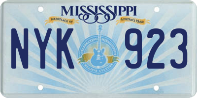 MS license plate NYK923