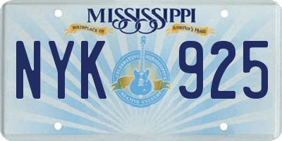 MS license plate NYK925