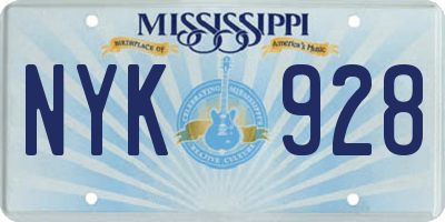 MS license plate NYK928