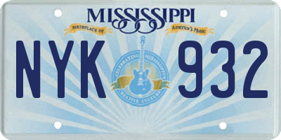 MS license plate NYK932
