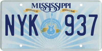 MS license plate NYK937