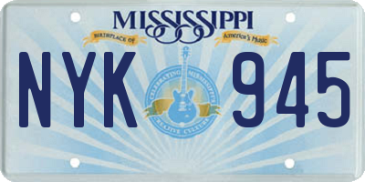 MS license plate NYK945