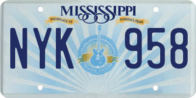 MS license plate NYK958