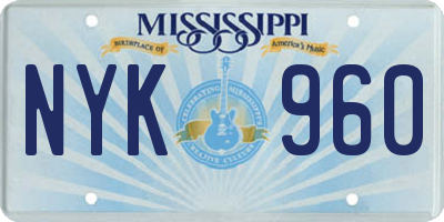 MS license plate NYK960