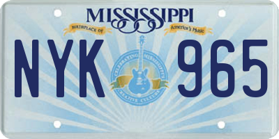 MS license plate NYK965