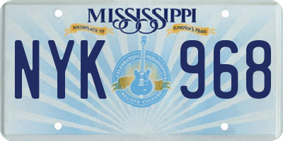 MS license plate NYK968