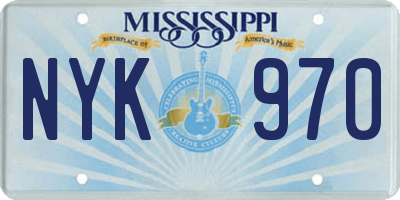 MS license plate NYK970