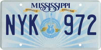 MS license plate NYK972