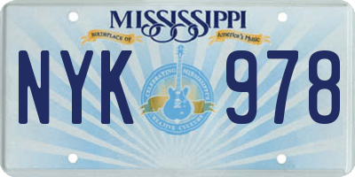 MS license plate NYK978