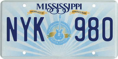 MS license plate NYK980